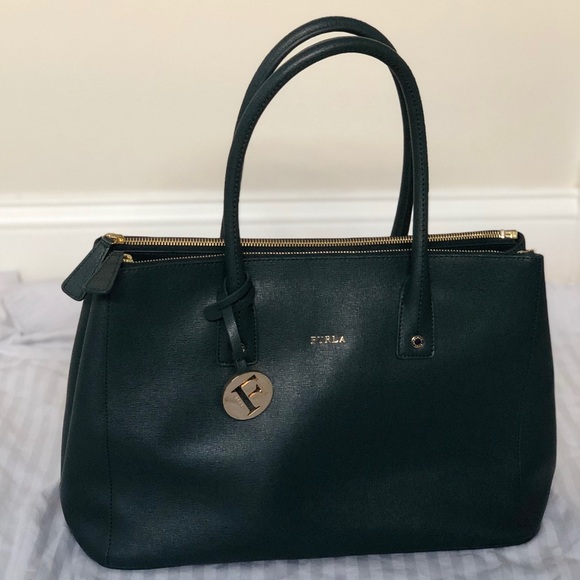 Furla structured tote NWOT green saffiano leather - Picture 2 of 6